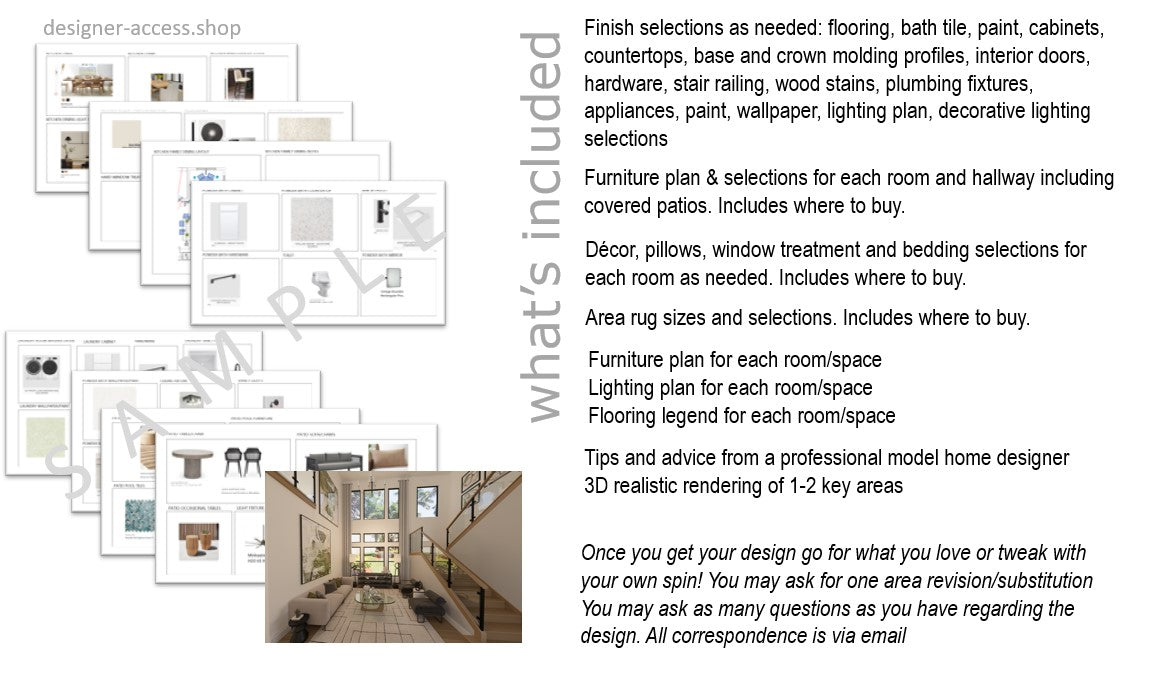 CB2 Style Virtual Interior Design Package Whole House up to 6000 SF